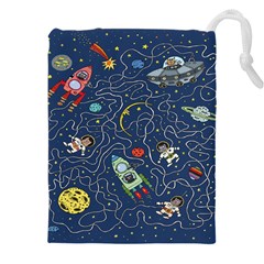 Cat Cosmos Cosmonaut Rocket Drawstring Pouch (4xl) by Wegoenart