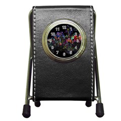 Grunge Paint Splatter Splash Ink Pen Holder Desk Clock by Wegoenart