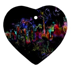 Grunge Paint Splatter Splash Ink Heart Ornament (two Sides) by Wegoenart