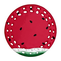 Minimalist Summer Watermelon Wallpaper Round Filigree Ornament (two Sides) by Nexatart