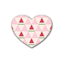 Seamless Pattern Watermelon Slices Geometric Style Rubber Coaster (heart)  by Nexatart