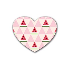 Seamless Pattern Watermelon Slices Geometric Style Heart Coaster (4 Pack)  by Nexatart