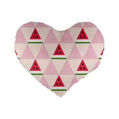 Seamless Pattern Watermelon Slices Geometric Style Standard 16  Premium Heart Shape Cushions by Nexatart