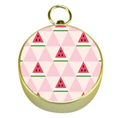 Seamless Pattern Watermelon Slices Geometric Style Gold Compasses by Nexatart