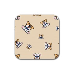 Cute Welsh Corgi Puppy Sitting Seamless Pattern Rubber Coaster (square)  by Nexatart
