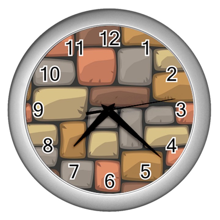 Colorful Brick Wall Texture Wall Clock (Silver)