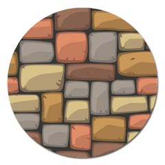 Colorful Brick Wall Texture Magnet 5  (round) by Nexatart