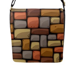 Colorful Brick Wall Texture Flap Closure Messenger Bag (l) by Nexatart