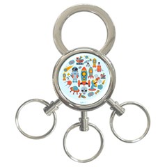 Space Elements Flat 3-ring Key Chain