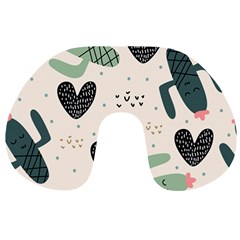 Cute Cactus Plants Seamless Pattern With Children Drawing Baby Kids Apparel Fashion Travel Neck Pillow