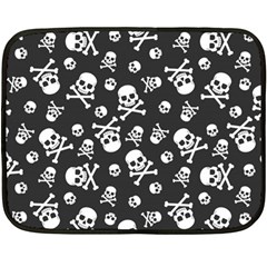 Skull Crossbones Seamless Pattern Holiday Halloween Wallpaper Wrapping Packing Backdrop Double Sided Fleece Blanket (mini)  by Nexatart