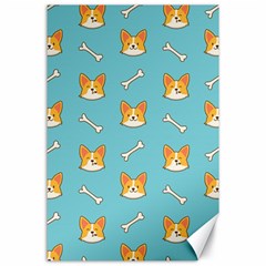 Cute Corgi Dog Face Pattern Canvas 24  X 36  by Nexatart