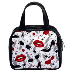 Red Lips Black Heels Pattern Classic Handbag (two Sides)