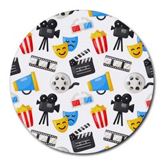 Cinema Icons Pattern Seamless Signs Symbols Collection Icon Round Mousepads