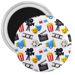 Cinema Icons Pattern Seamless Signs Symbols Collection Icon 3  Magnets