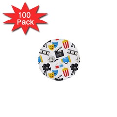 Cinema Icons Pattern Seamless Signs Symbols Collection Icon 1  Mini Buttons (100 pack) 