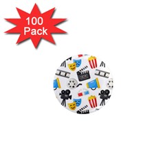 Cinema Icons Pattern Seamless Signs Symbols Collection Icon 1  Mini Magnets (100 pack) 