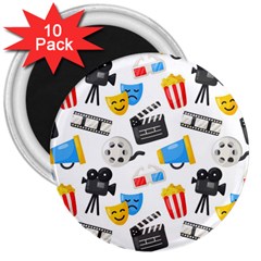 Cinema Icons Pattern Seamless Signs Symbols Collection Icon 3  Magnets (10 pack) 