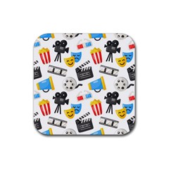 Cinema Icons Pattern Seamless Signs Symbols Collection Icon Rubber Coaster (Square) 