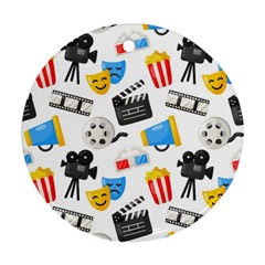 Cinema Icons Pattern Seamless Signs Symbols Collection Icon Round Ornament (Two Sides)