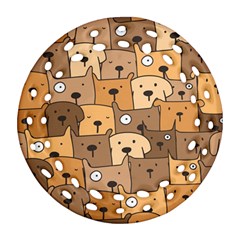 Cute Dog Seamless Pattern Background Ornament (round Filigree)