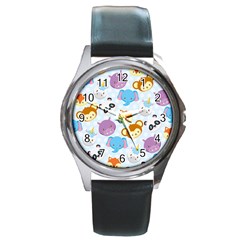 Animal Faces Collection Round Metal Watch by Nexatart