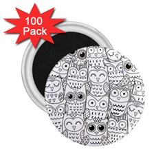 Circle Shape Pattern With Cute Owls Coloring Book 2 25  Magnets (100 Pack)  by Nexatart