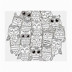 Circle Shape Pattern With Cute Owls Coloring Book Small Glasses Cloth (2 Sides) by Nexatart