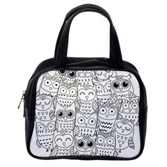 Circle Shape Pattern With Cute Owls Coloring Book Classic Handbag (one Side) by Nexatart