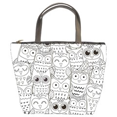 Circle Shape Pattern With Cute Owls Coloring Book Bucket Bag by Nexatart