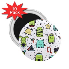 Seamless Pattern With Funny Monsters Cartoon Hand Drawn Characters Colorful Unusual Creatures 2 25  Magnets (10 Pack)  by Nexatart