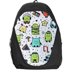 Seamless Pattern With Funny Monsters Cartoon Hand Drawn Characters Colorful Unusual Creatures Backpack Bag by Nexatart