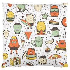 Funny Seamless Pattern With Cartoon Monsters Personage Colorful Hand Drawn Characters Unusual Creatu Standard Flano Cushion Case (two Sides)