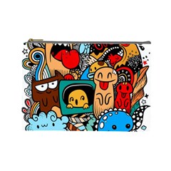 Abstract Grunge Urban Pattern With Monster Character Super Drawing Graffiti Style Cosmetic Bag (large) by Nexatart