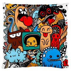 Abstract Grunge Urban Pattern With Monster Character Super Drawing Graffiti Style Large Cushion Case (one Side) by Nexatart