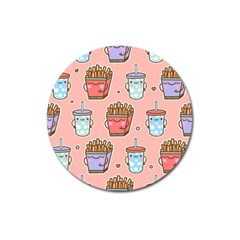 Cute Kawaii Food Seamless Pattern Magnet 3  (round)