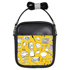 Pattern With Basketball Apple Paint Back School Illustration Girls Sling Bag by Nexatart