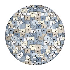 Cute Dog Seamless Pattern Background Ornament (round Filigree)