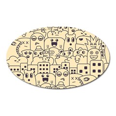 Seamless Pattern With Cute Monster Doodle Oval Magnet by Nexatart