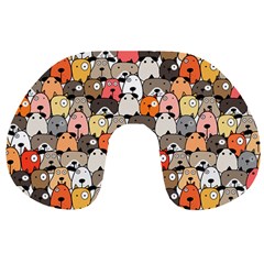 Cute Dog Seamless Pattern Background Travel Neck Pillow by Nexatart