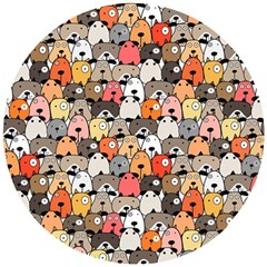 Cute Dog Seamless Pattern Background Wooden Puzzle Round by Nexatart