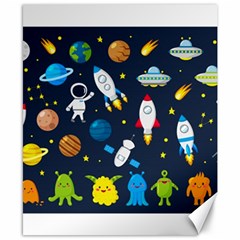 Big Set Cute Astronauts Space Planets Stars Aliens Rockets Ufo Constellations Satellite Moon Rover V Canvas 8  X 10  by Nexatart