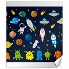 Big Set Cute Astronauts Space Planets Stars Aliens Rockets Ufo Constellations Satellite Moon Rover V Canvas 20  X 24  by Nexatart