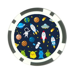 Big Set Cute Astronauts Space Planets Stars Aliens Rockets Ufo Constellations Satellite Moon Rover V Poker Chip Card Guard by Nexatart