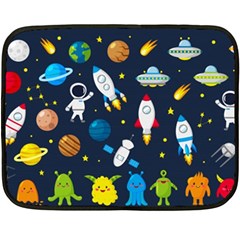 Big Set Cute Astronauts Space Planets Stars Aliens Rockets Ufo Constellations Satellite Moon Rover V Double Sided Fleece Blanket (mini) 