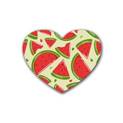 Cute Watermelon Seamless Pattern Rubber Coaster (Heart) 