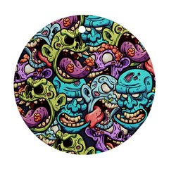 Zombie Heads Pattern Round Ornament (two Sides) by Nexatart