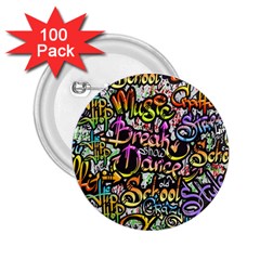 Graffiti Word Seamless Pattern 2 25  Buttons (100 Pack) 