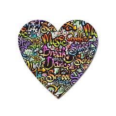 Graffiti Word Seamless Pattern Heart Magnet by Nexatart