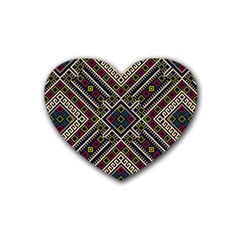 Zentangle Style Geometric Ornament Pattern Heart Coaster (4 Pack) 